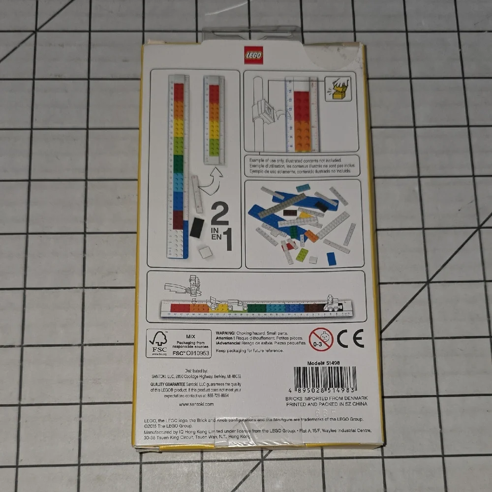 Lego Buildable Ruler Set - Red, Yellow, Blue, Black, White - NIB
